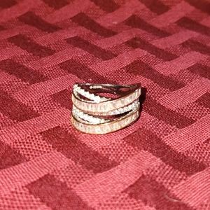 Sterling silver and faux gemstone ring, size 7